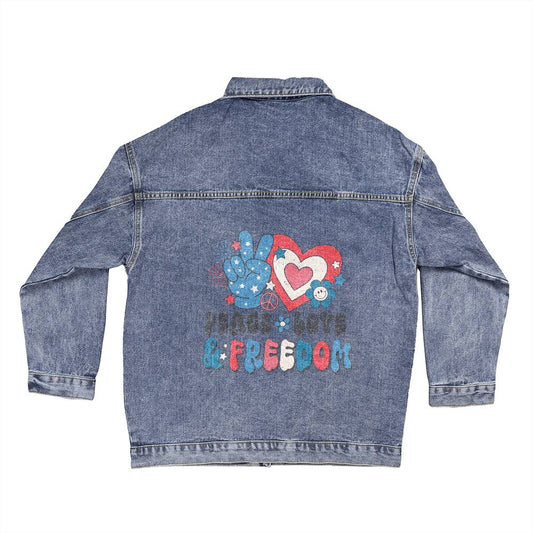 Peace Love and Freedom Denim Jacket