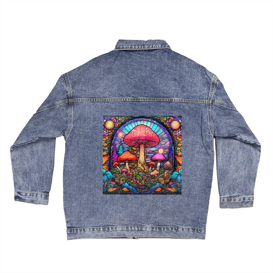 Mushroom Denim Boyfriend Jacket