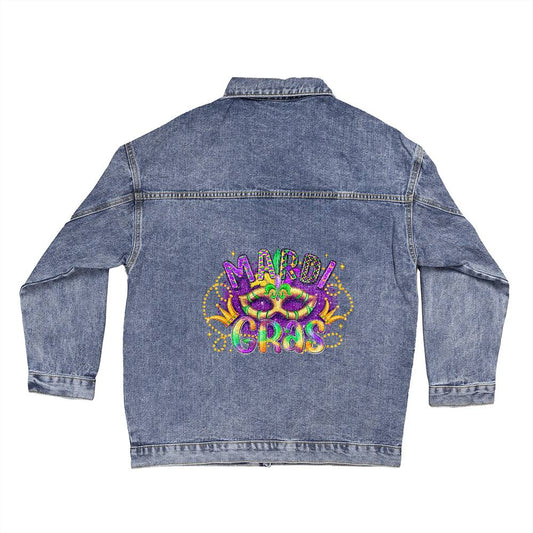 Mard Gras Mask Denim Jacket