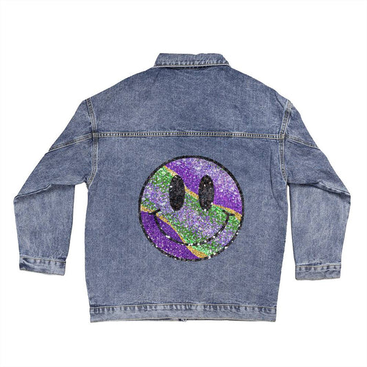 Mardi Gras Smiley Denim Jacket