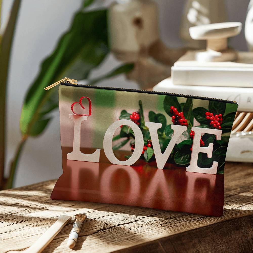 Love - Fabric Zippered Pouch Small