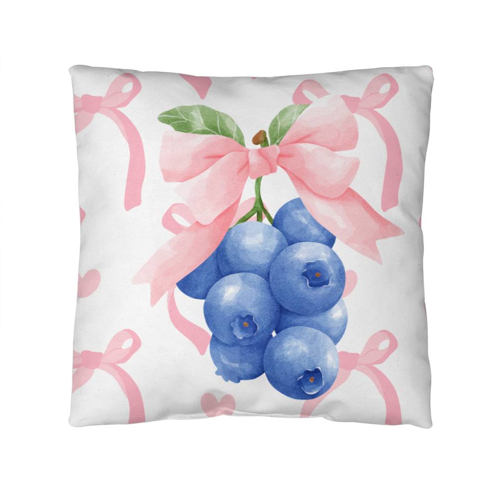 Blueberry Bow Coquette Throw Pillow