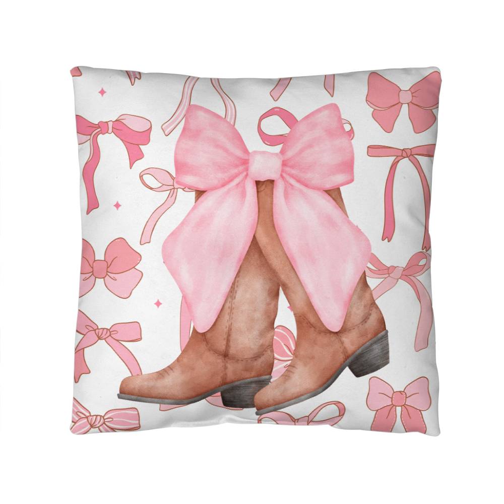 Pink Coquette Boots Throw Pillow