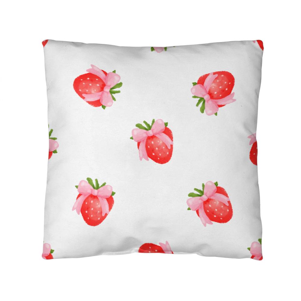 Strawberry Coquette Throw Pillow