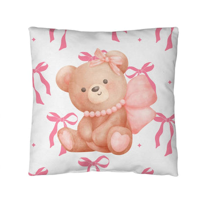 Coquette Bear in Bow Throw Pillow