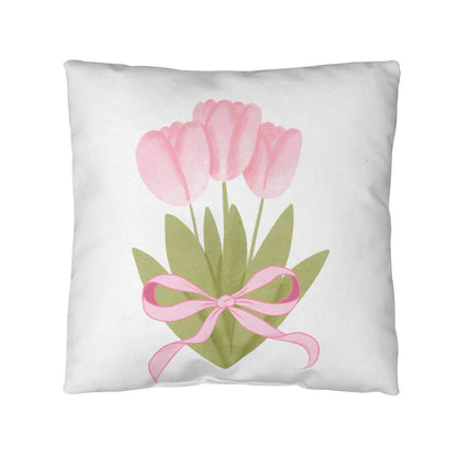 Pink Tulip Coquette Throw Pillow