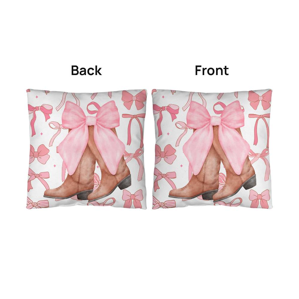 Pink Coquette Boots Throw Pillow