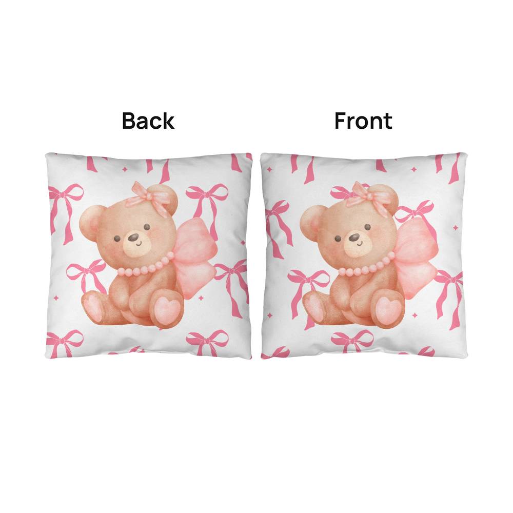 Coquette Bear in Bow Throw Pillow