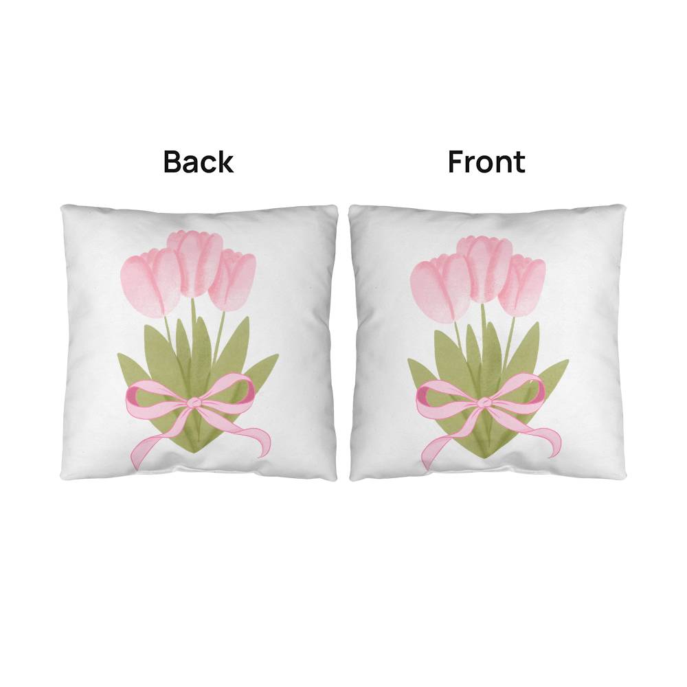 Pink Tulip Coquette Throw Pillow