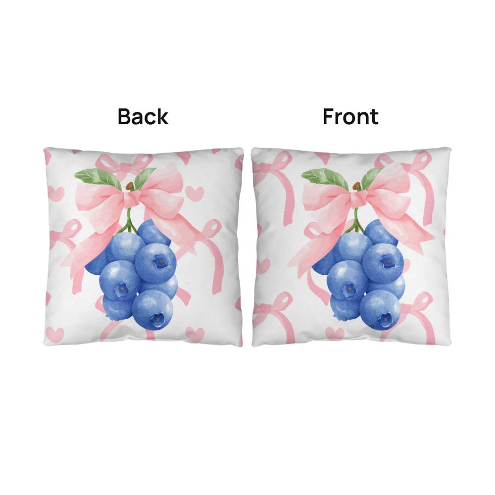 Blueberry Bow Coquette Throw Pillow