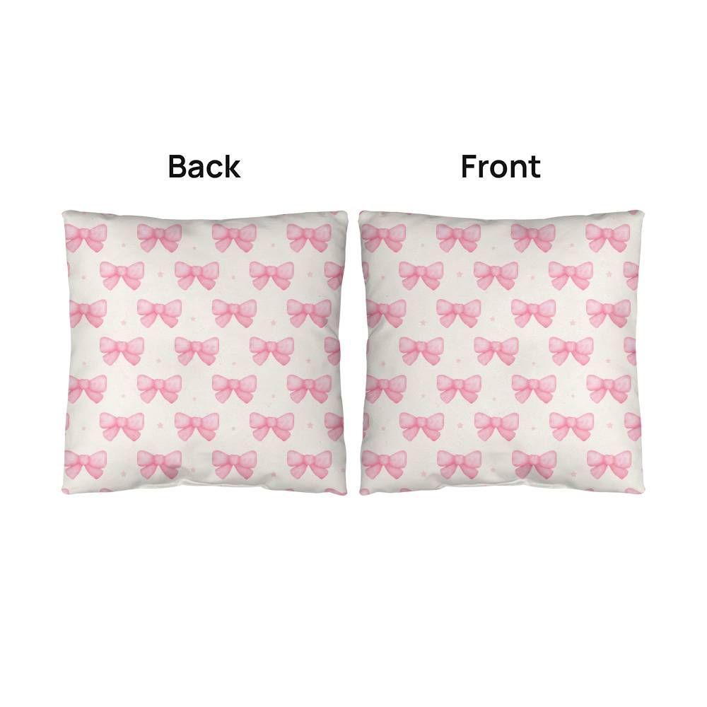 Pink Bow Coquette Decor Pillow