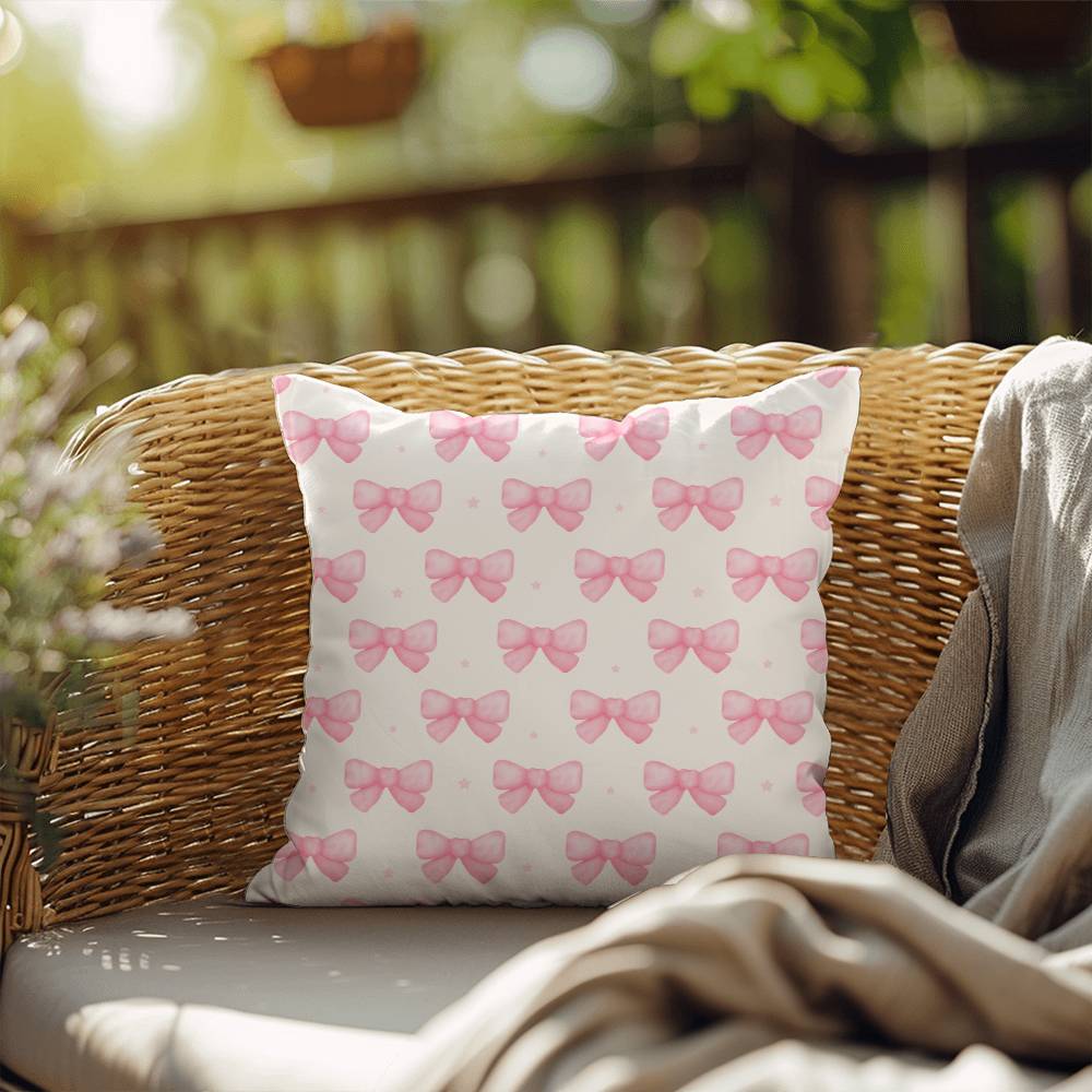 Pink Bow Coquette Decor Pillow