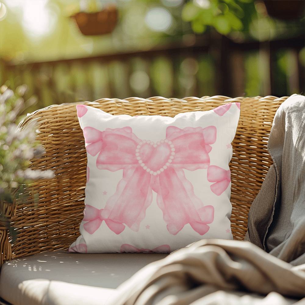 Pink Bow Throw Pillow