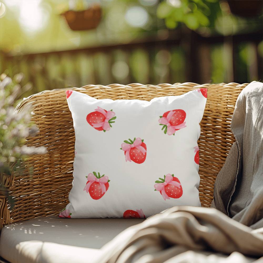 Strawberry Coquette Throw Pillow