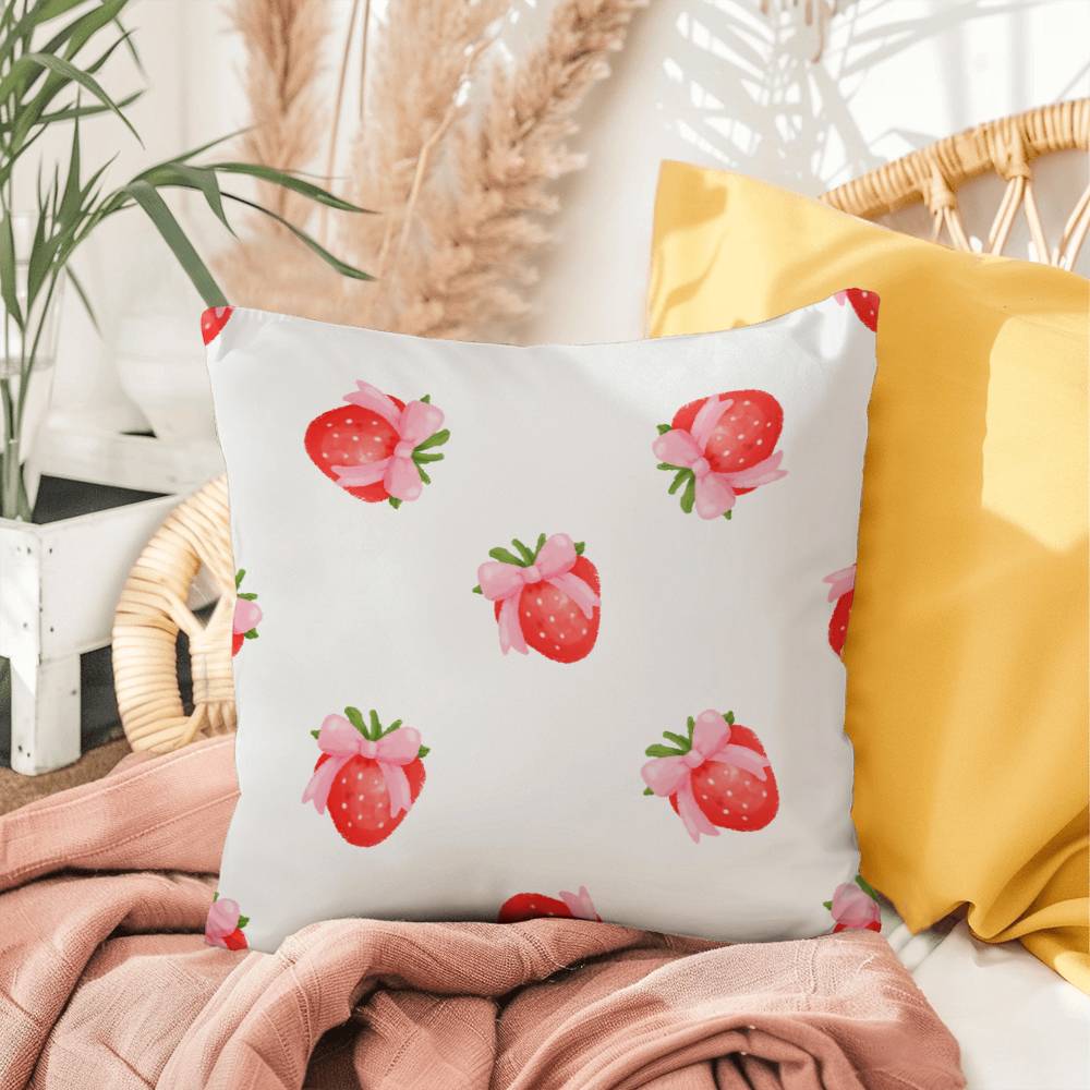 Strawberry Coquette Throw Pillow