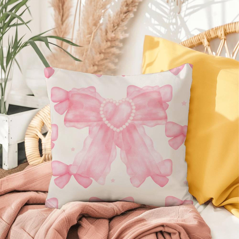 Pink Bow Throw Pillow