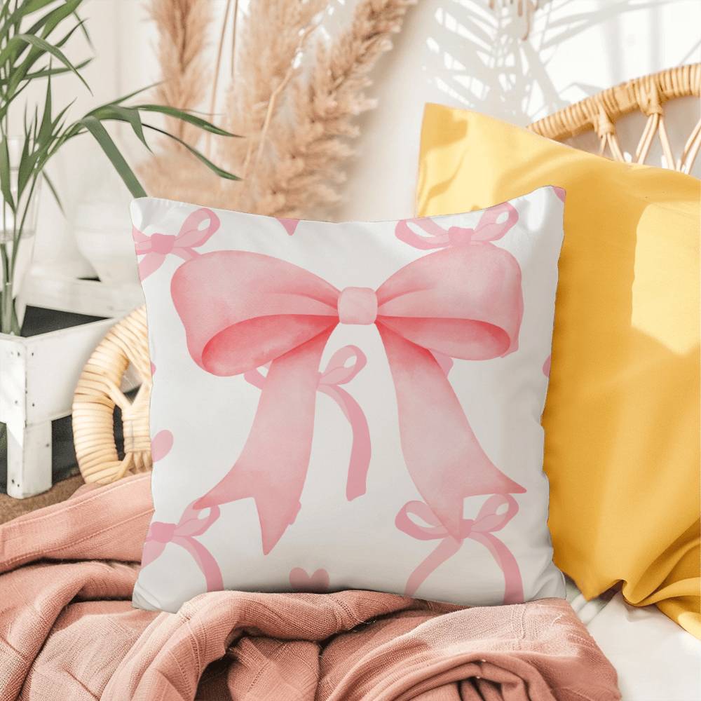 Coquette Pink Bow Pillow