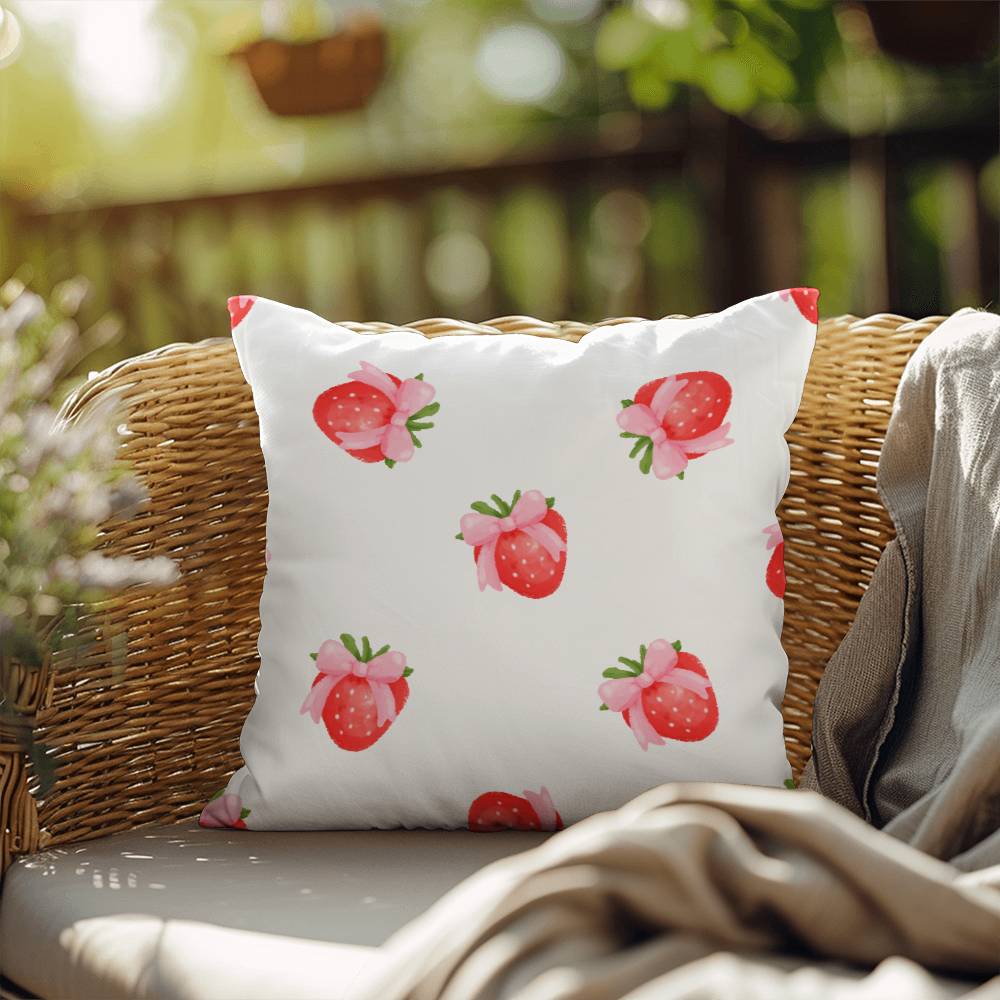 Strawberry Coquette Throw Pillow