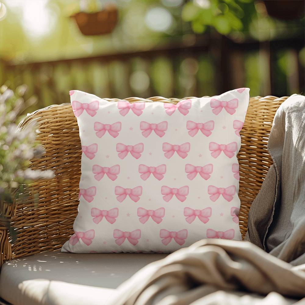 Pink Bow Coquette Decor Pillow