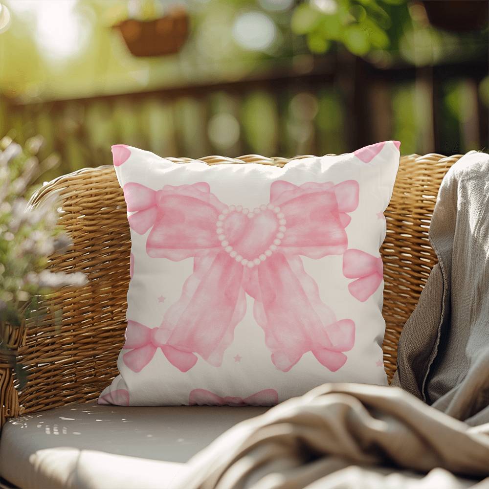 Pink Bow Throw Pillow