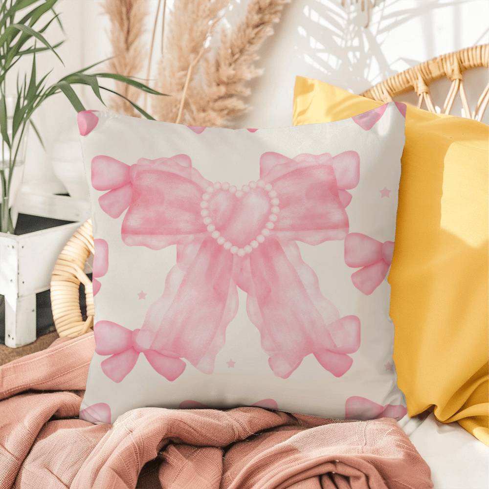 Pink Bow Throw Pillow