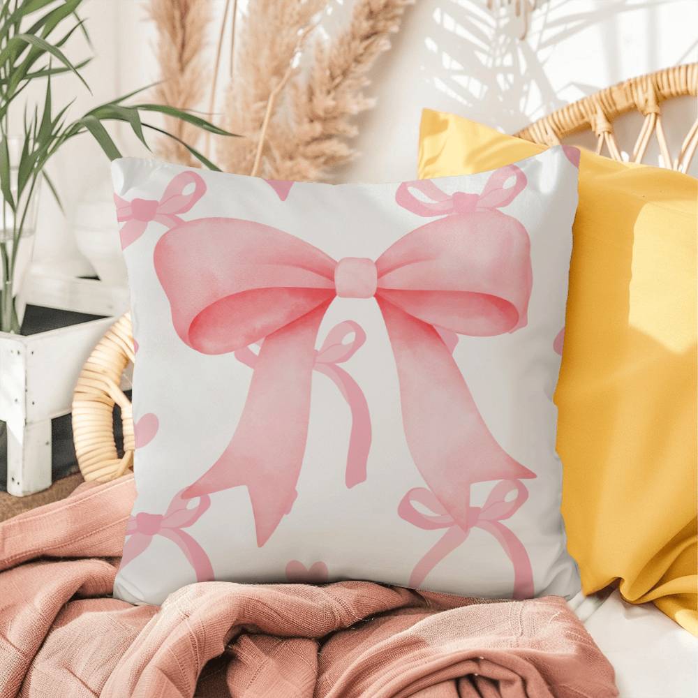 Coquette Pink Bow Pillow