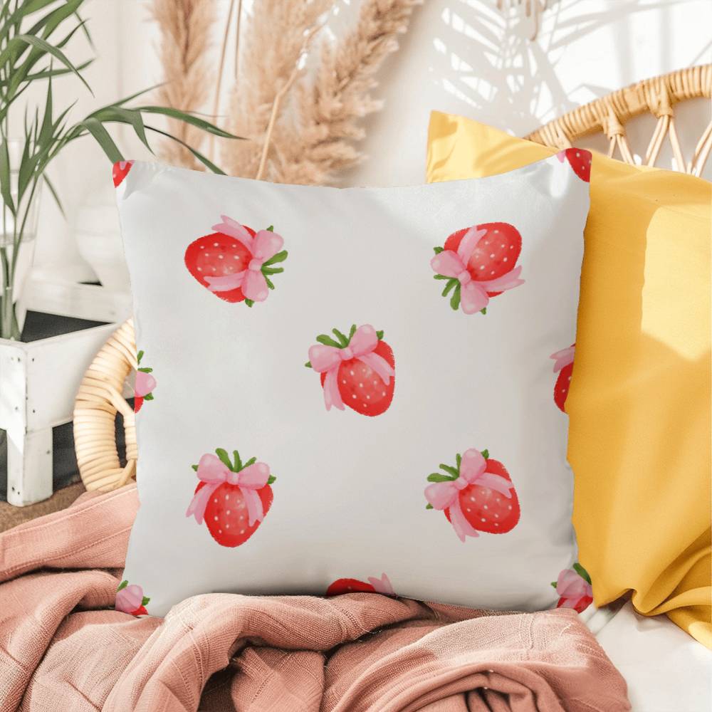 Strawberry Coquette Throw Pillow