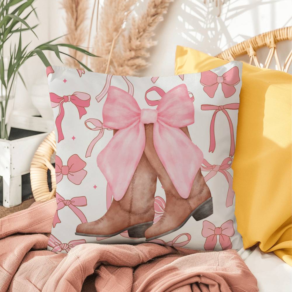 Pink Coquette Boots Throw Pillow