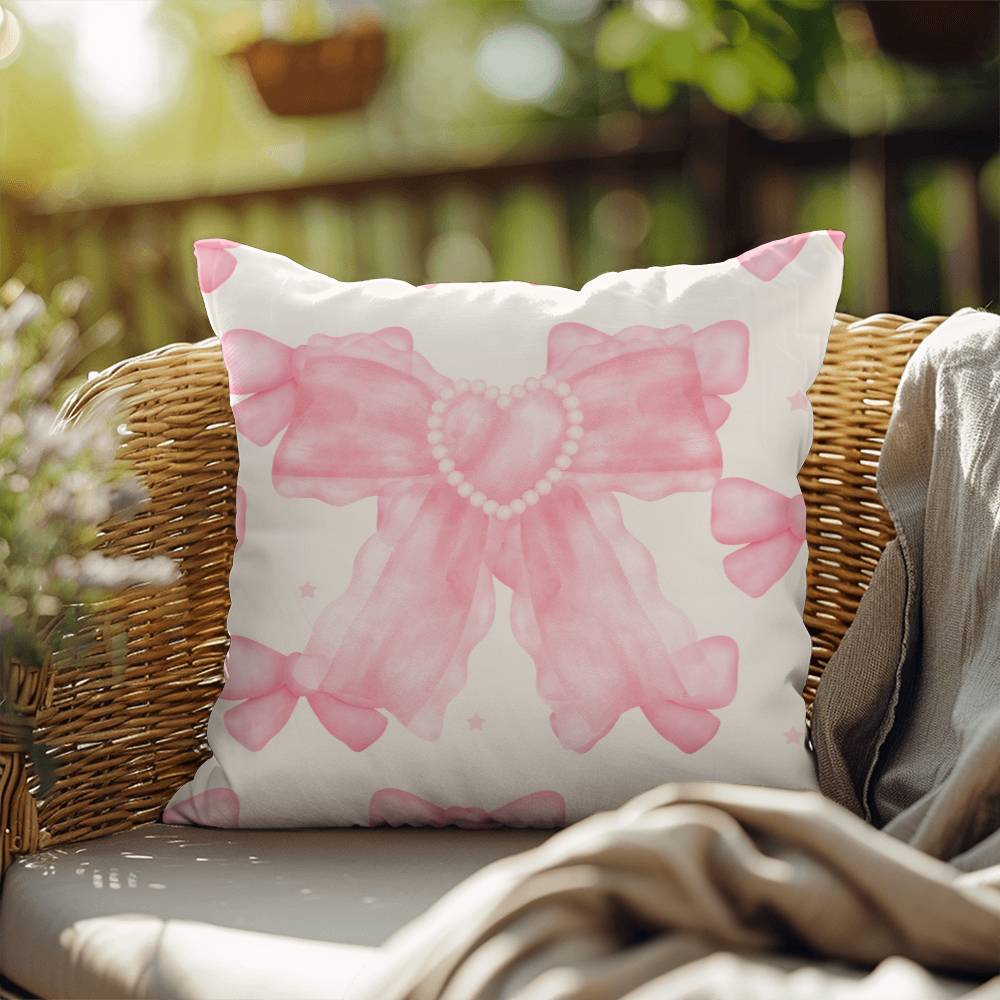 Pink Bow Throw Pillow