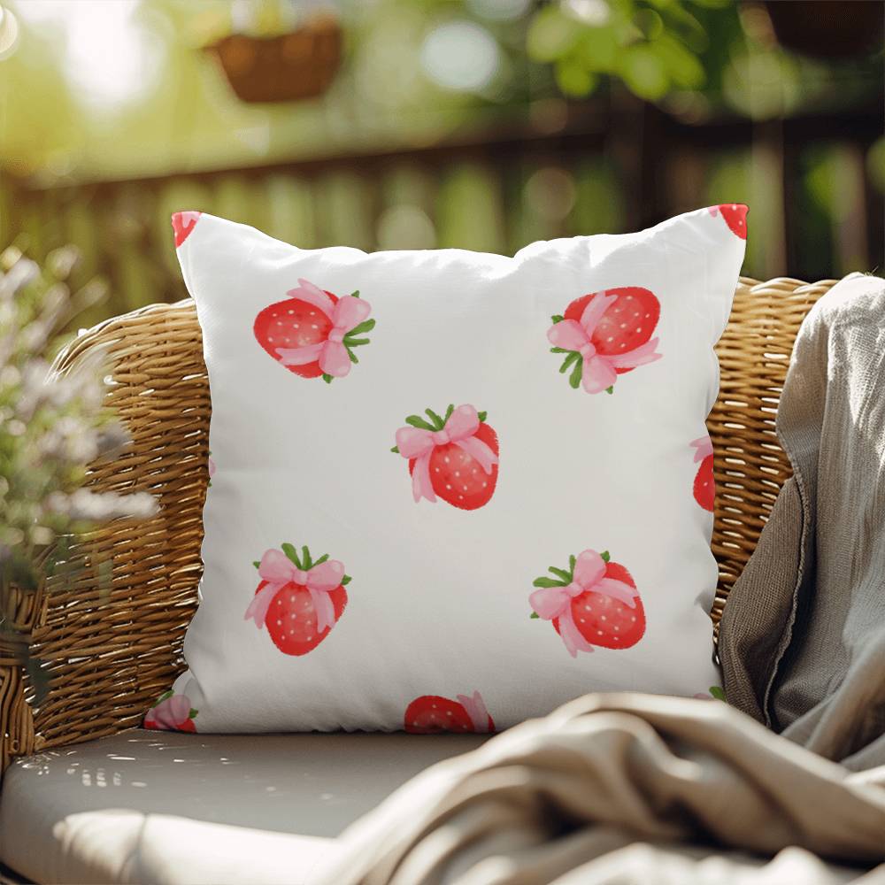 Strawberry Coquette Throw Pillow