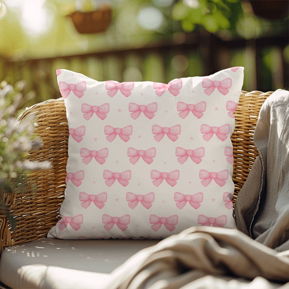 Pink Bow Coquette Decor Pillow