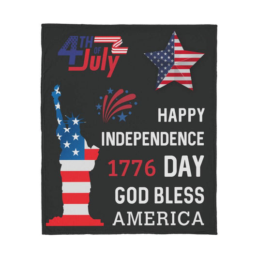 Fourth of July Patriotic Jersey Fleece Blanket