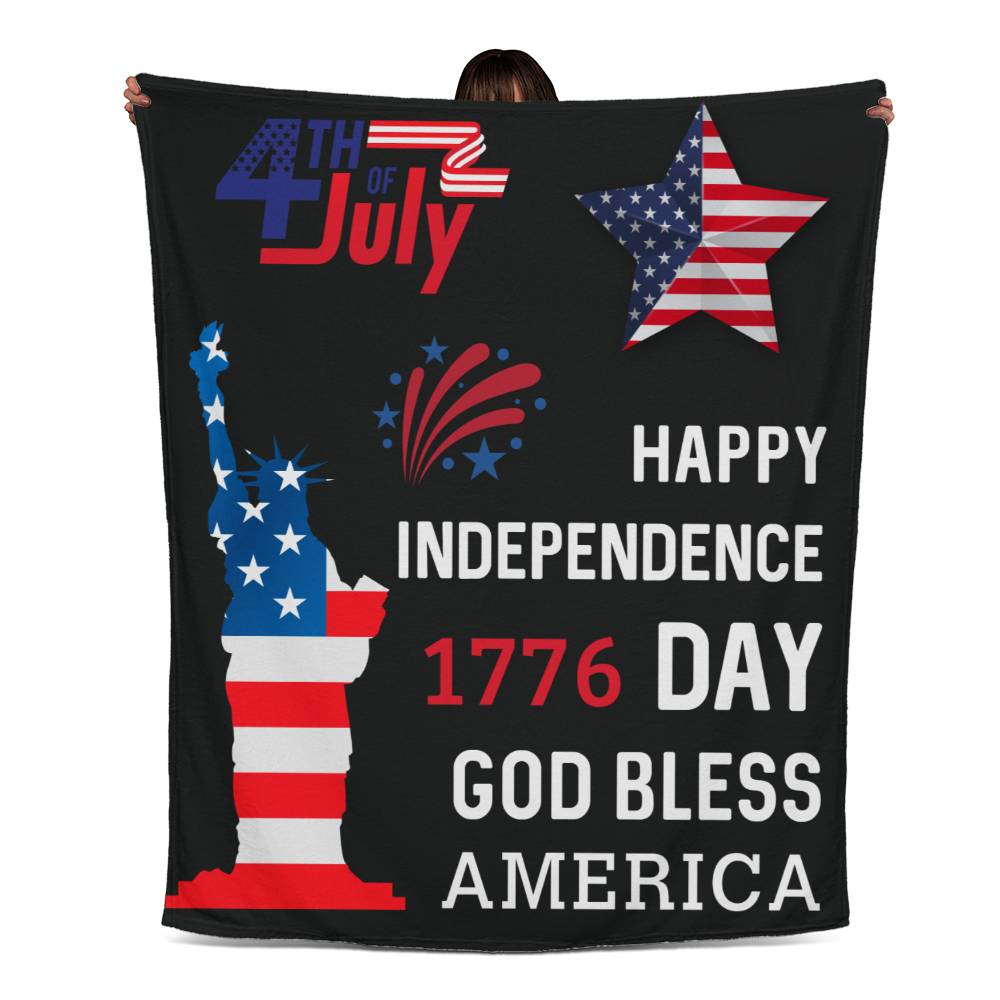 Fourth of July Patriotic Jersey Fleece Blanket