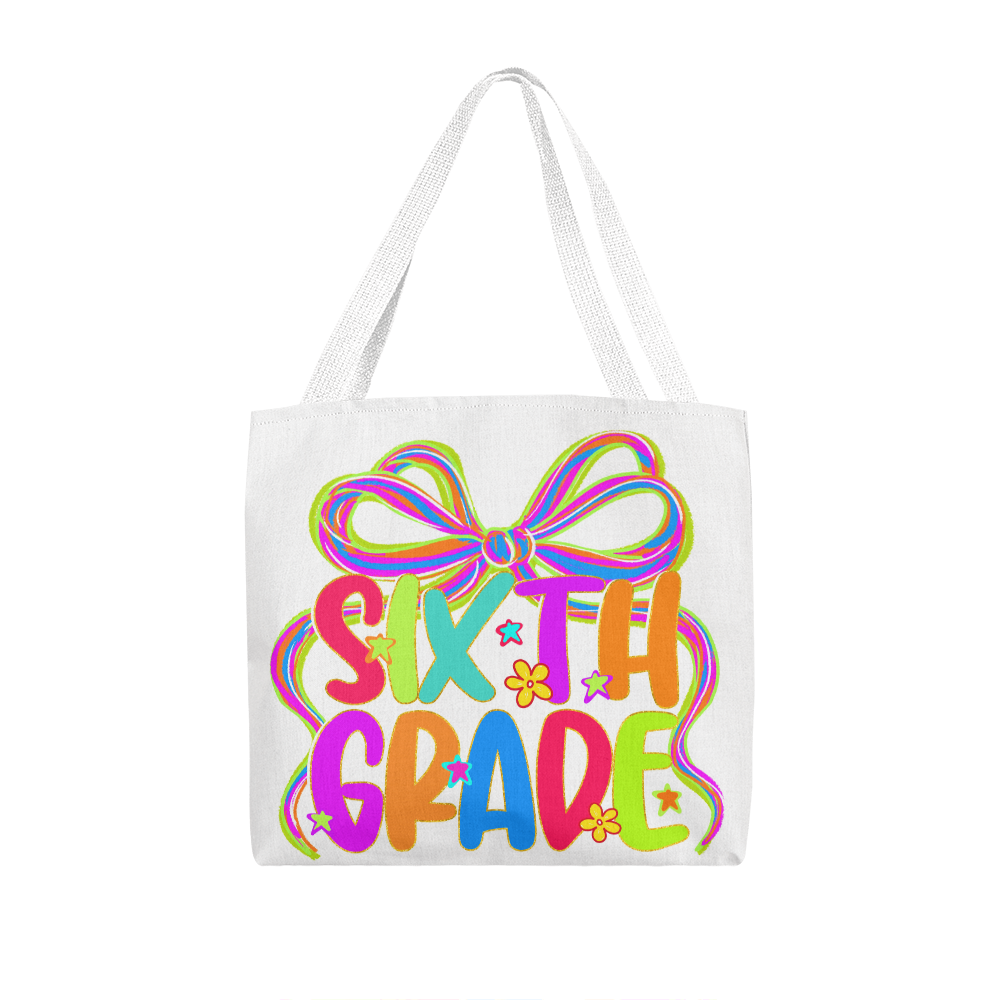 Sixth Grade Neon Back to School Teacher Tote Bag