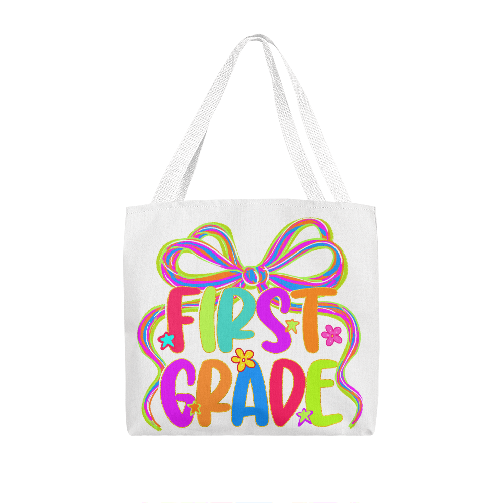First Grade Neon Back to School Teacher Tote