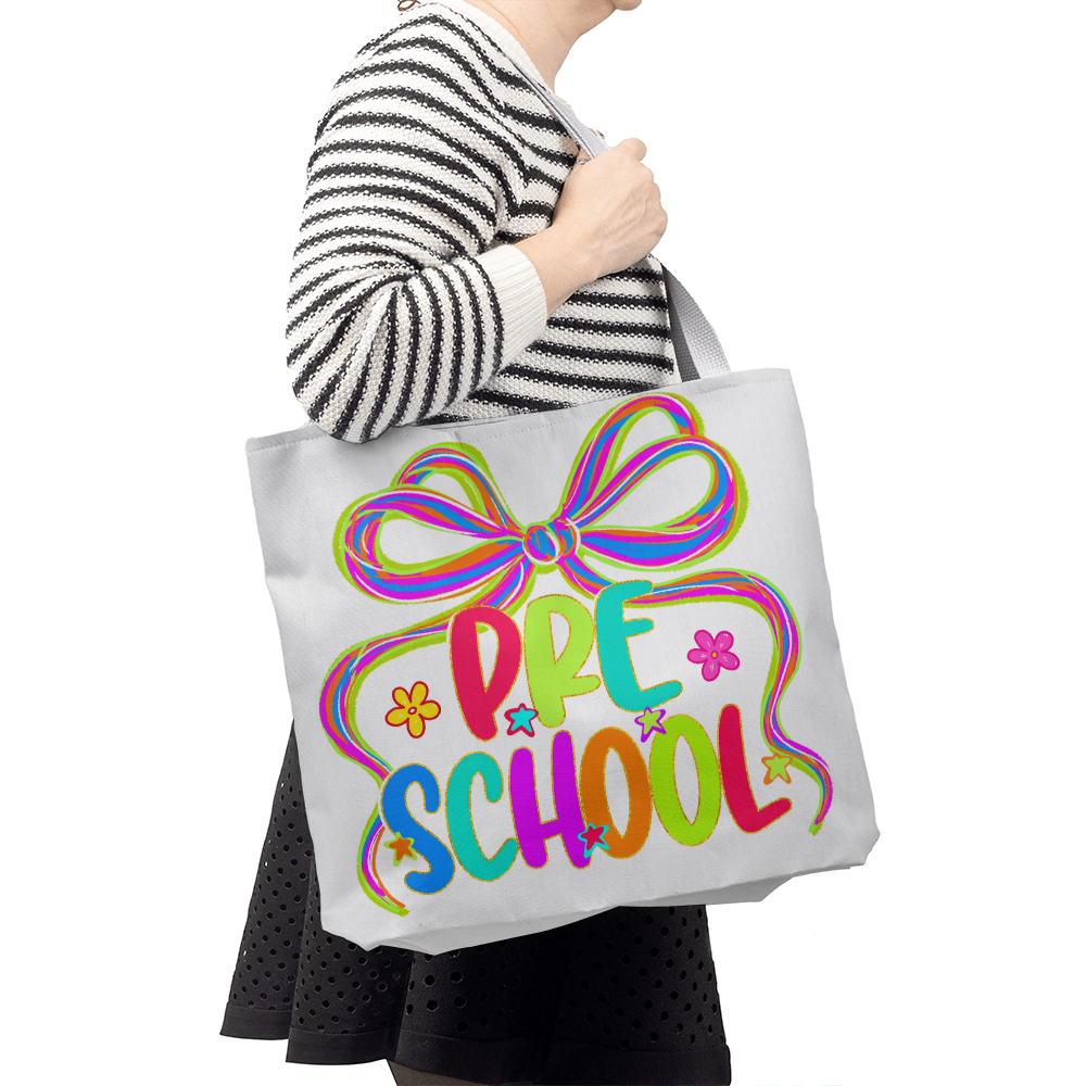 Neon Preschool Teacher Canvas Tote Bag