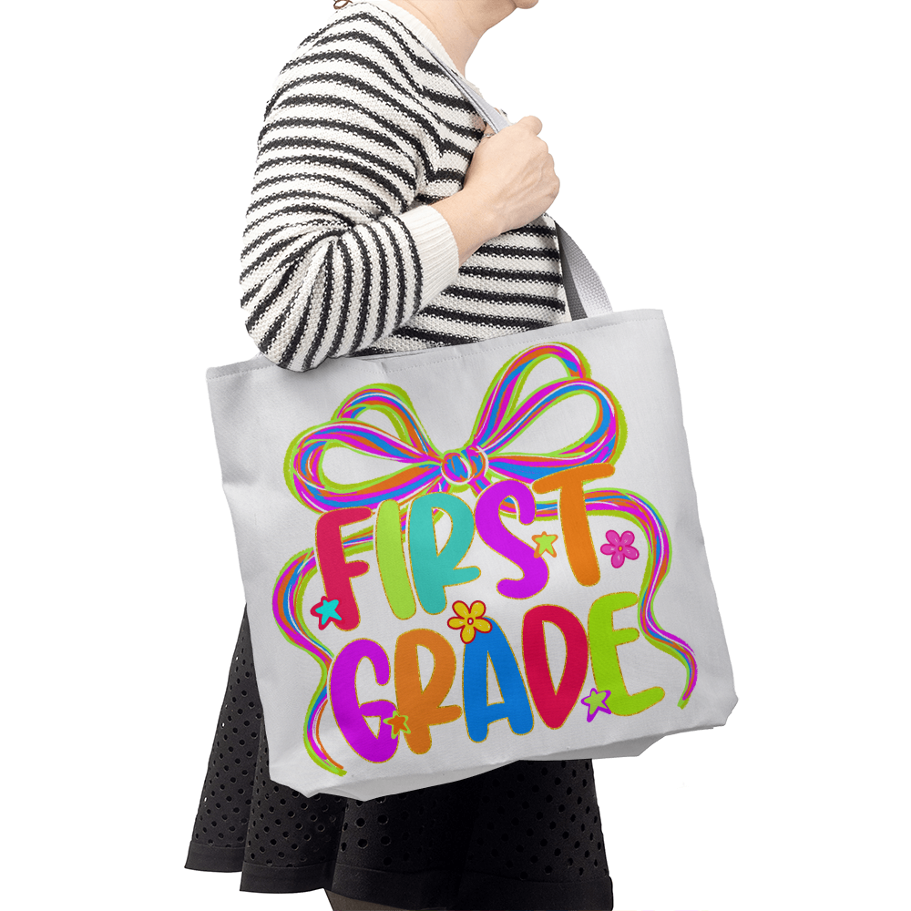 First Grade Neon Back to School Teacher Tote