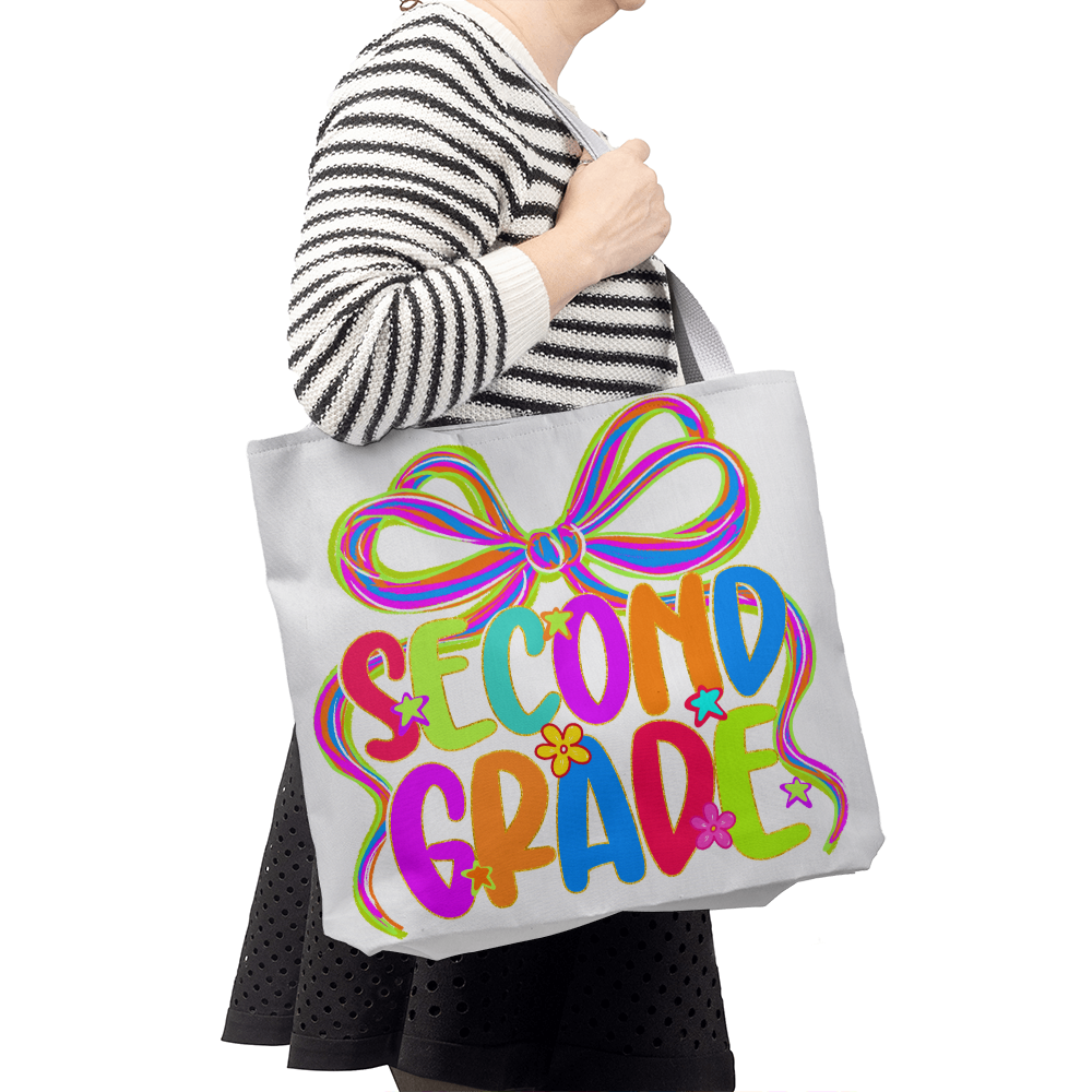 Second Grade Neon Back to School Teacher Tote