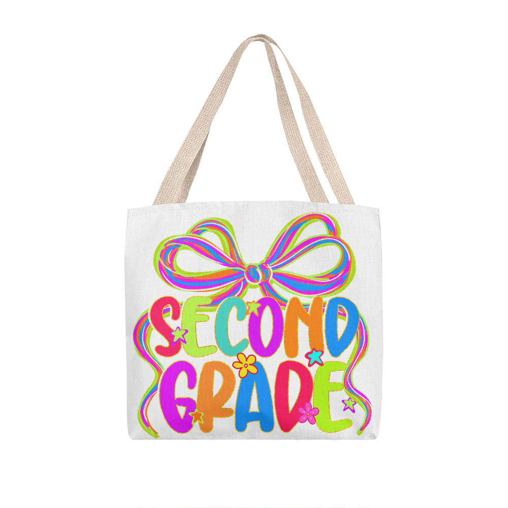 Second Grade Neon Back to School Teacher Tote
