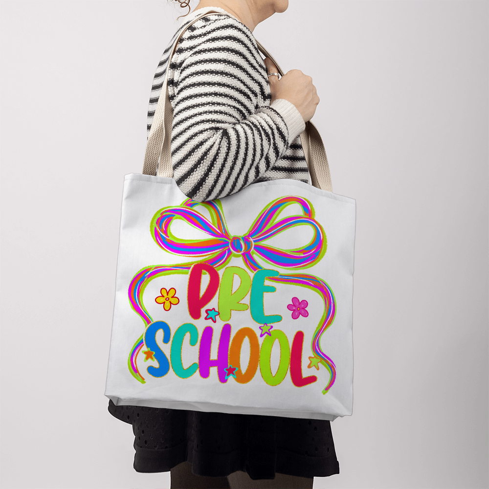 Neon Preschool Teacher Canvas Tote Bag