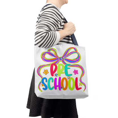 Neon Preschool Teacher Canvas Tote Bag