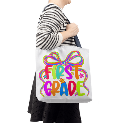 First Grade Neon Back to School Teacher Tote