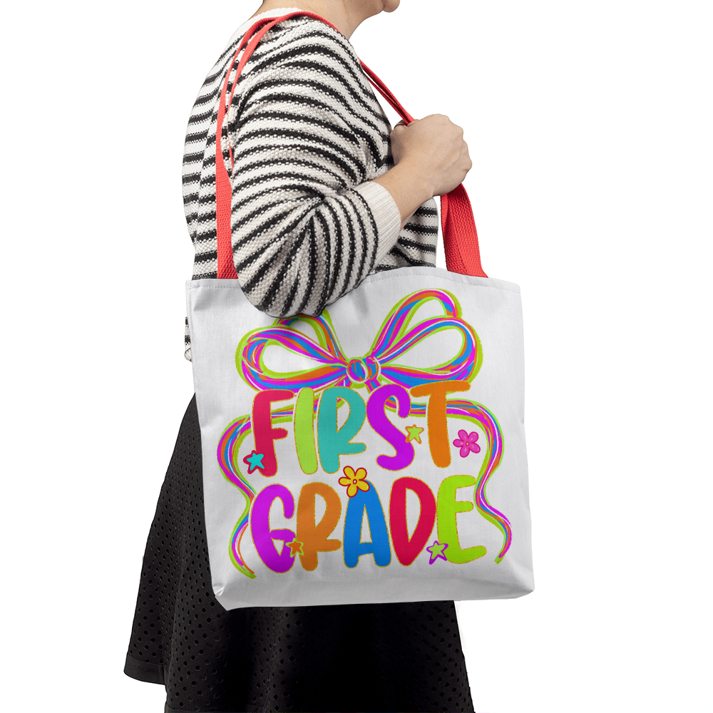 First Grade Neon Back to School Teacher Tote