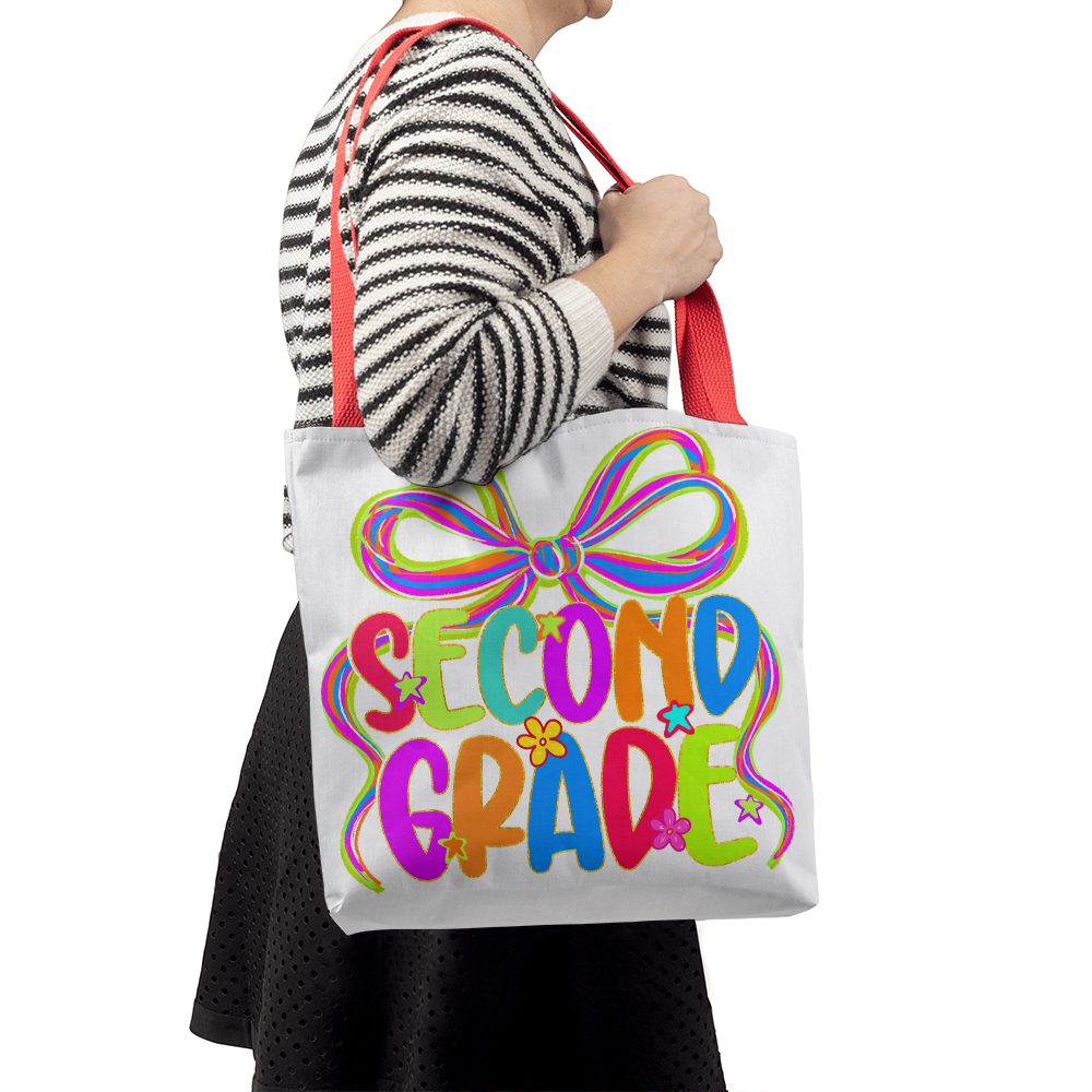 Second Grade Neon Back to School Teacher Tote