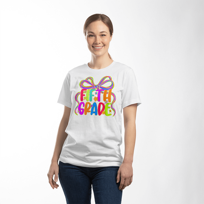 Neon Bow Fifth Grade Team Teacher T-shirt