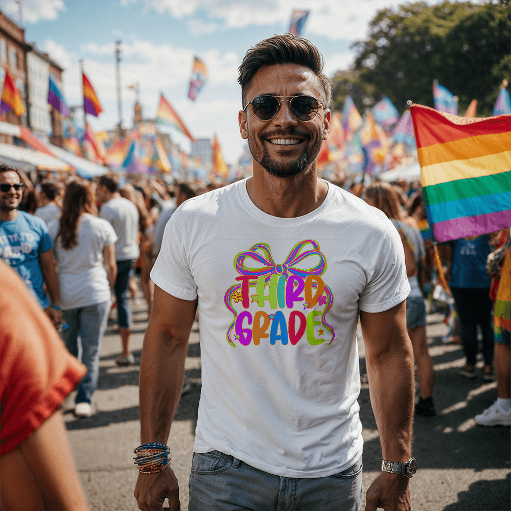 Third Grade Neon Ribbon Teacher Team T-shirts