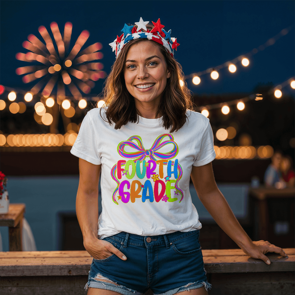 Fourth Grade Neon Teacher Team T-shirt