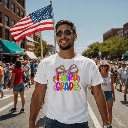 Third Grade Neon Ribbon Teacher Team T-shirts