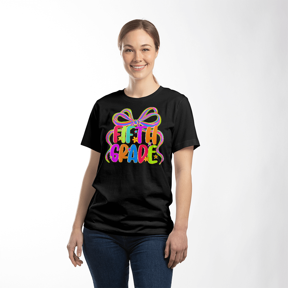 Neon Bow Fifth Grade Team Teacher T-shirt
