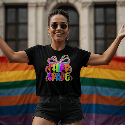 Third Grade Neon Ribbon Teacher Team T-shirts